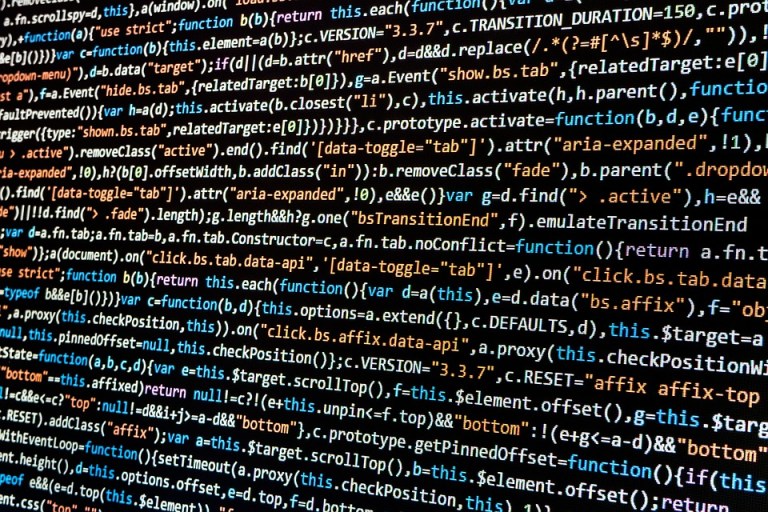 Computer screen displaying programming code