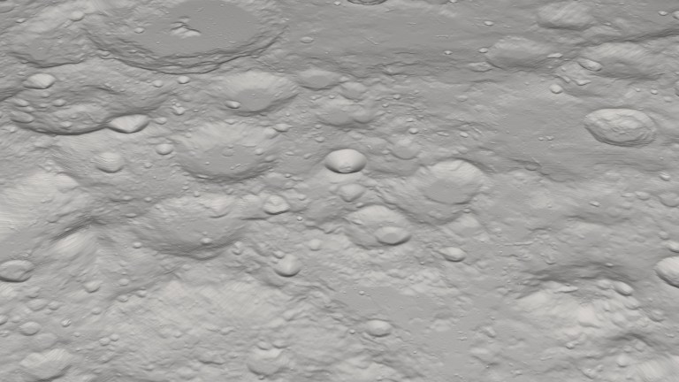 NASA visualization of the Moon’s south polar terrain centered on Shackleton crater
